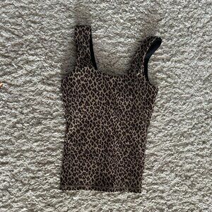 Varley leopard print tank with shelf bra Size M
